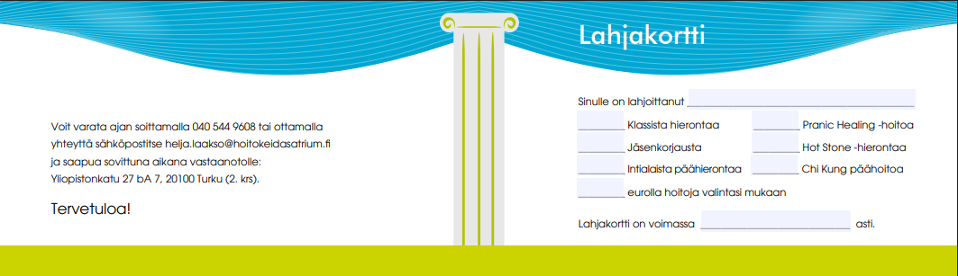 Hoitokeidas Atrium lahjakortti